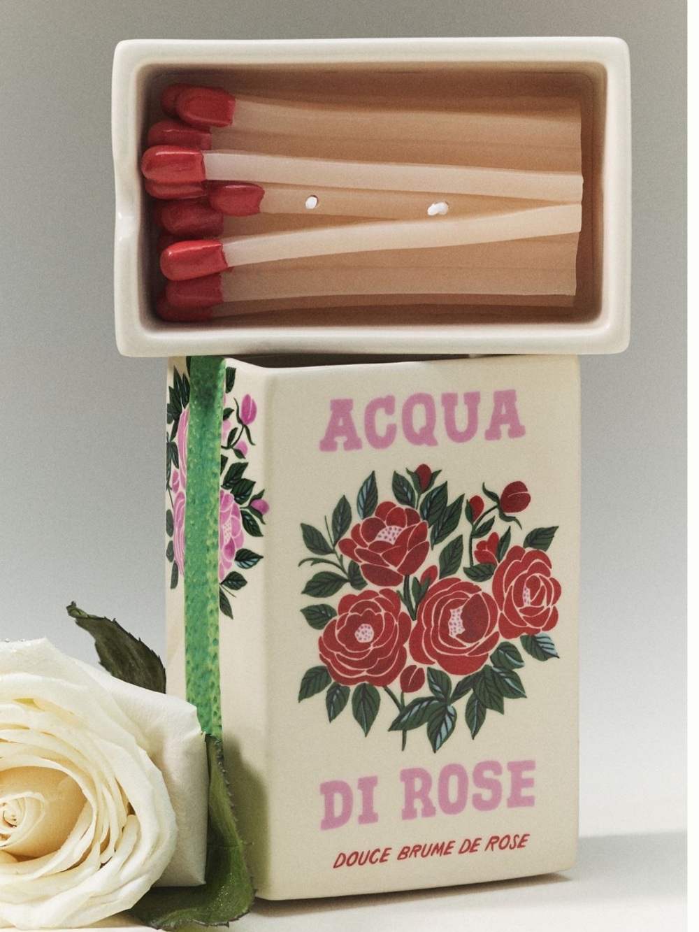 Matchbox Floral Salted Woods & Rose Ceramic Candle from Anthropologie